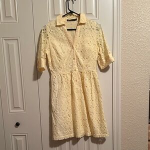 Outback Red Light Yellow Eyelet Mini Dress